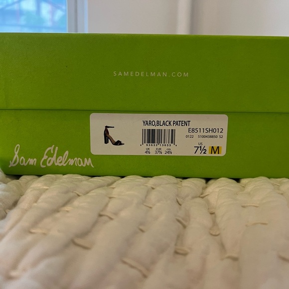 Sam Edelman Black Patent Block Heel Sandals Yaro Women’s Evening shoe NEVER WORN - Picture 8 of 8